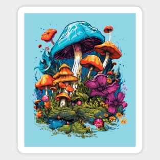 Cottagecore Aesthetic Mushrooms And flowers Magnet